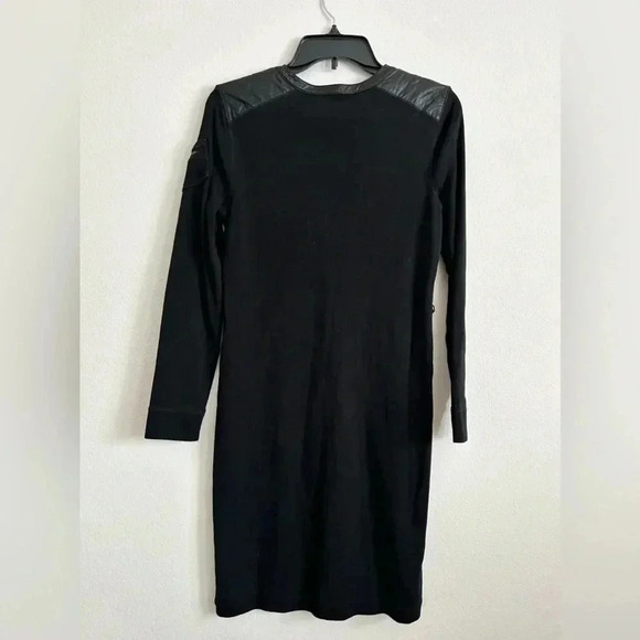 Lauren Ralph Lauren Black Midi Dress with leather and zipper details sz M - Picture 6 of 6